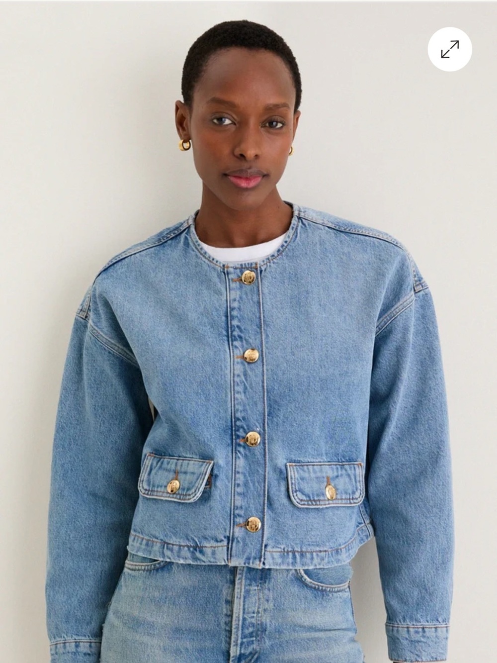Tuckernuck- Anine Bing Light Blue Denim Jacket with Gold Buttons - Picture 9 of 9